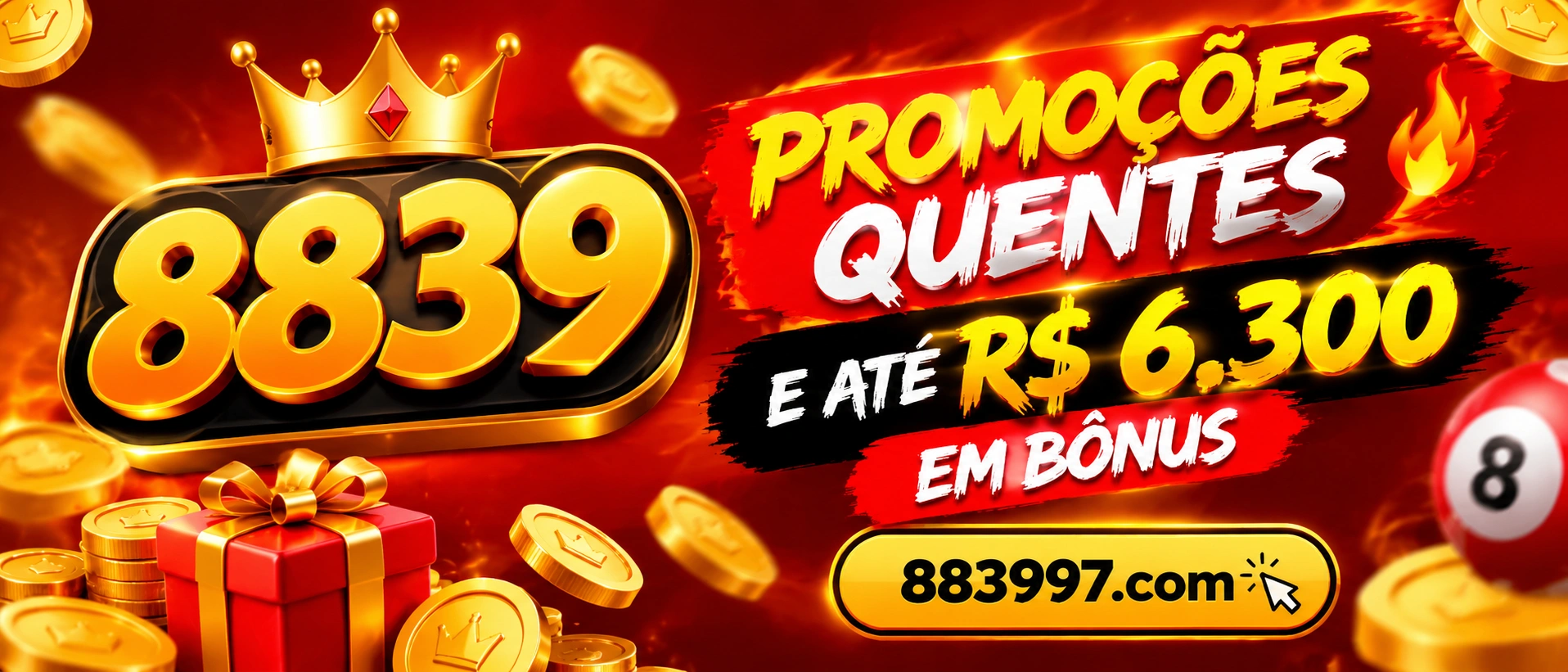 Banner promocional da 883997 com campanhas de pacote vermelho, rebate e vantagens VIP